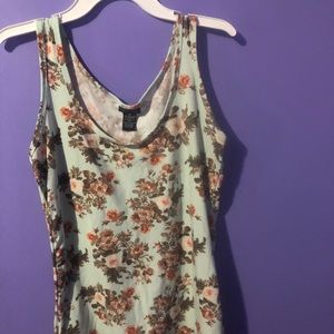 Floral mint green tank top